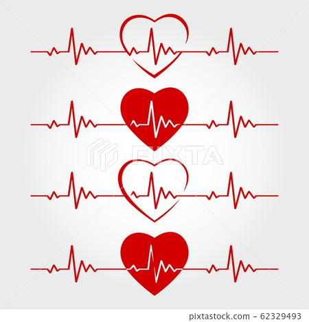 Ecg lines with hearts 62329493