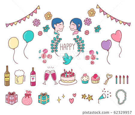 慶祝生日插圖素材圖標手寫風格可愛 62329957