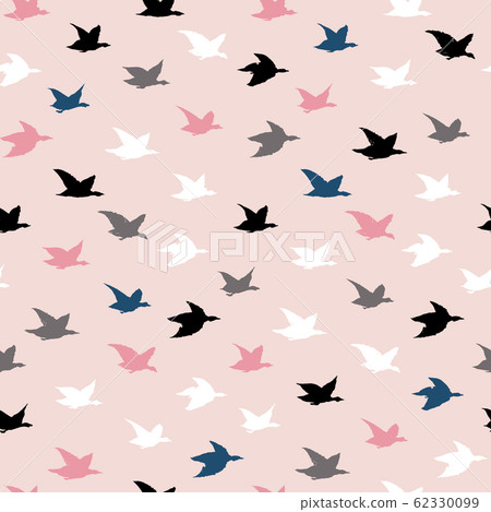 Childish Colorful Crane Birds Seamless Pattern with Birds Silhouettes Childish Colorful Crane Birds Seamless Pattern with Birds Silhouettes 62330099