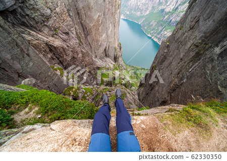 View from cliff Preikestolen Norway. 62330350