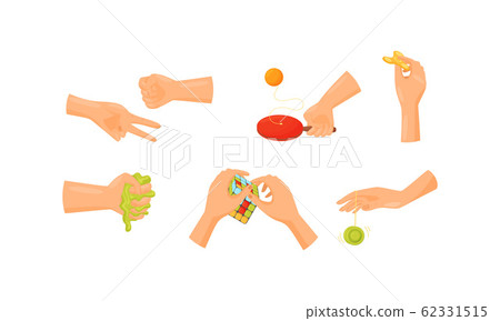 Human Hands Playing Different Games Like Hungarian Cube and Spinner Vector Set Human Hands Playing Different Games Like Hungarian Cube and Spinner Vector Set 62331515