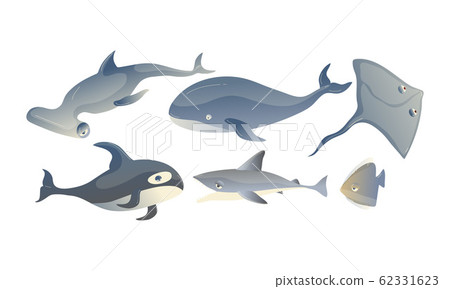 Cute Sea Creatures with Protuberant Eyes Vector Set Cute Sea Creatures with Protuberant Eyes Vector Set 62331623