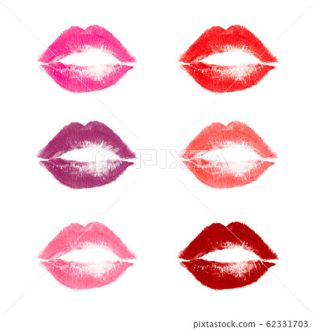 Print of red and pink lips isolated on white. Print of red and pink lips isolated on white. 62331703