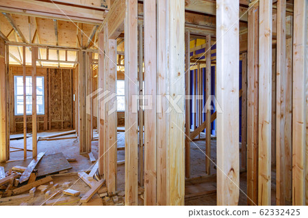 Framing beam of new house under construction home 62332425