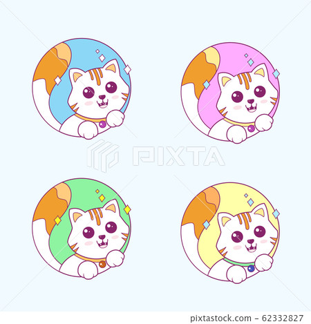 Vector illustration set logo of cute cat Vector illustration set logo of cute cat 62332827