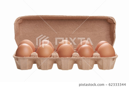 Organic eggs in a cardboard box isolated on white Organic eggs in a cardboard box isolated on white 62333344