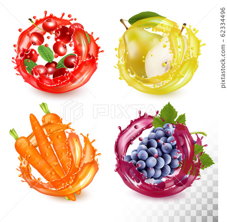 Set of fruit juice splash. Cherry, crowberry, 62334496