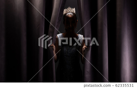 Miss Pageant Beauty Contest wears sequin Evening Gown long dress with sparkle Diamond Crown, Asian Woman opens purple Curtain after win Final round as new way life, opportunity, change everything Miss Pageant Beauty Contest wears sequin Evening Gown long dress with sparkle Diamond Crown, Asian Woman opens purple Curtain after win Final round as new way life, opportunity, change everything 62335531