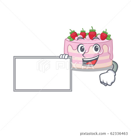cartoon character of strawberry cake design concept bring a board cartoon character of strawberry cake design concept bring a board 62336463