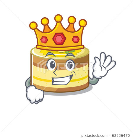 A cartoon mascot design of lemon cake performed as a King on the stage 62336470