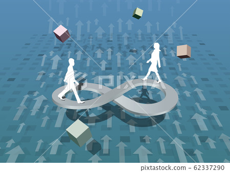 Vector illustration man and woman walking on infinite possibilities future hope 62337290