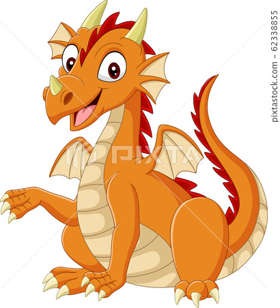 Cartoon happy dragon on white background 62338855