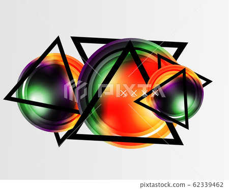 Abstract background - glossy glass bubbles, abstract sphere shapes. Vector Illustration For Wallpaper, Banner, Background, Card, Book Illustration, landing page 62339462
