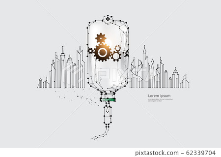 The particles, geometric art, line and dot of 62339704