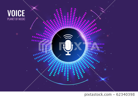The musical symbol of the circular equalizer. Voice recognition abstract background. 62340398