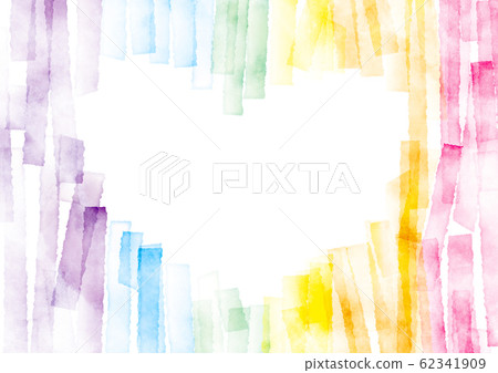 Rainbow-colored heart frame watercolor Rainbow-colored heart frame watercolor 62341909
