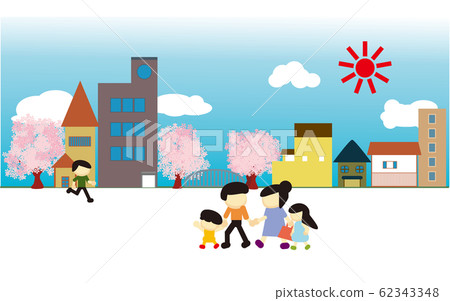 Family and cityscape set 62343348