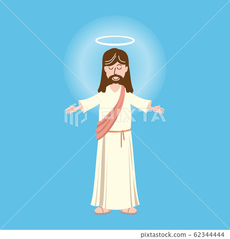 God, Jesus christian religion, grace, good, Biblical ascension concept. Character of Jesus christ, the son of god concept sketch. Isolated vector illustration 62344444