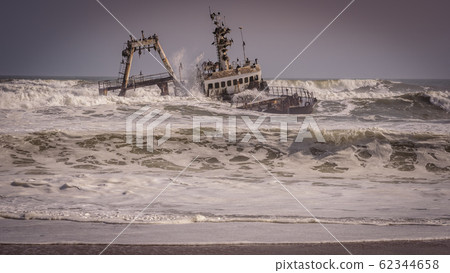 A shipwreck in the Skeleton Coast National Park in Namibia. 62344658