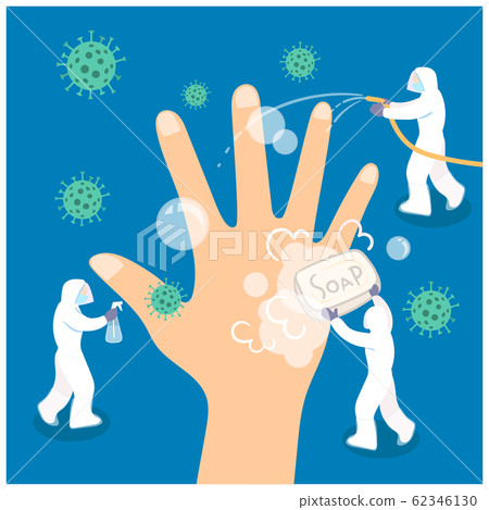 Concept of wash hand. Vector flat illustration. 62346130