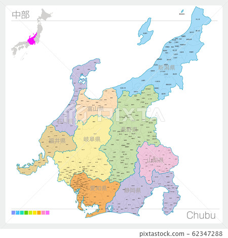 Chubu map, Chubu (color-coded) 62347288