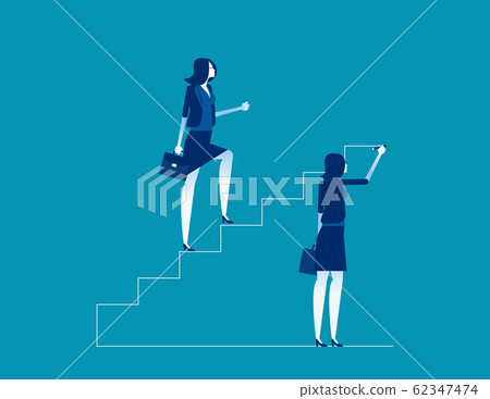 Leader is climbing career ladder. Concept business Leader is climbing career ladder. Concept business 62347474