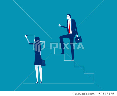 Leader is climbing career ladder. Concept business Leader is climbing career ladder. Concept business 62347476