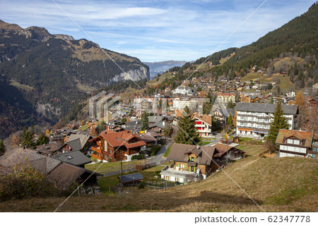 Mountain village scenery seen from the Jungfrau train Mountain village scenery seen from the Jungfrau train 62347778