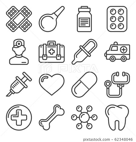 Medical Icons Set on White Background. Line Style Vector Medical Icons Set on White Background. Line Style Vector 62348046