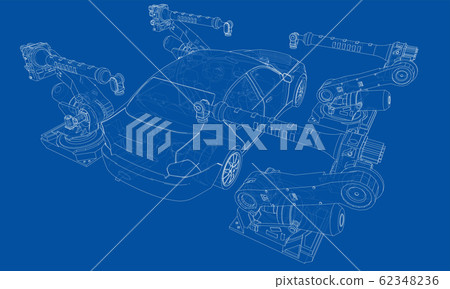 Assembly of motor vehicle. Vector - Stock Illustration [62348236] - PIXTA