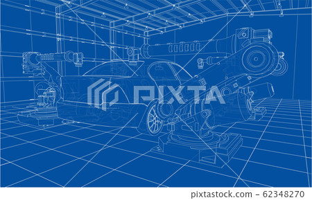 Assembly of motor vehicle. Vector 62348270