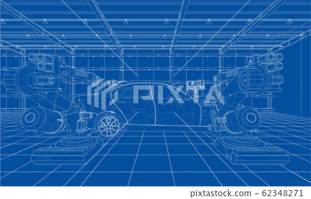 Assembly of motor vehicle. Vector Assembly of motor vehicle. Vector 62348271