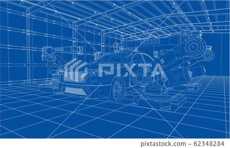 Assembly of motor vehicle. Vector 62348284