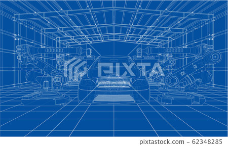 Assembly of motor vehicle. Vector Assembly of motor vehicle. Vector 62348285