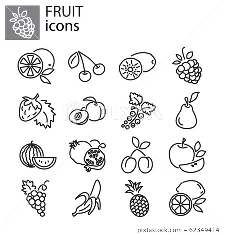 Web icons set - Fruit black on white background - Stock Illustration ...