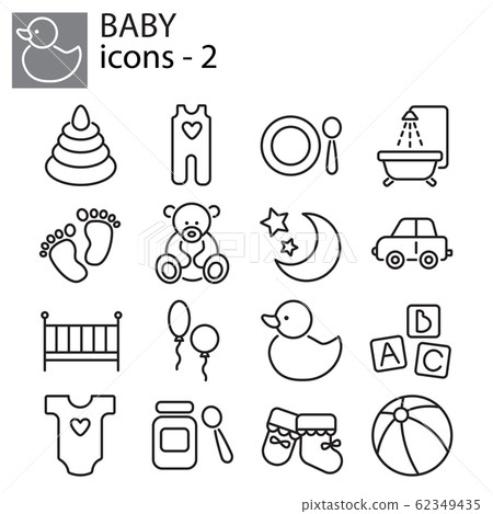 Web icons set - Baby toys, feeding and care 62349435