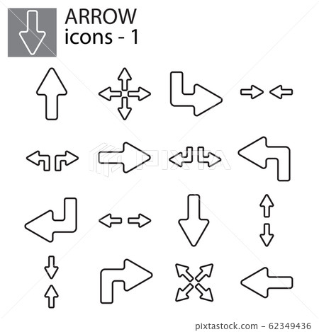 Web icons set - Line arrows black on white... - Stock Illustration ...