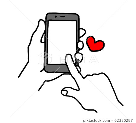 Hand and heart symbol to operate smartphone (simple) Hand and heart symbol to operate smartphone (simple) 62350297