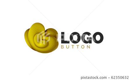 Abstract round shape logo template. Minimal geometrical design, 3d geometric bold symbol in relief style with color blend steps effect. Vector Illustration 62350632