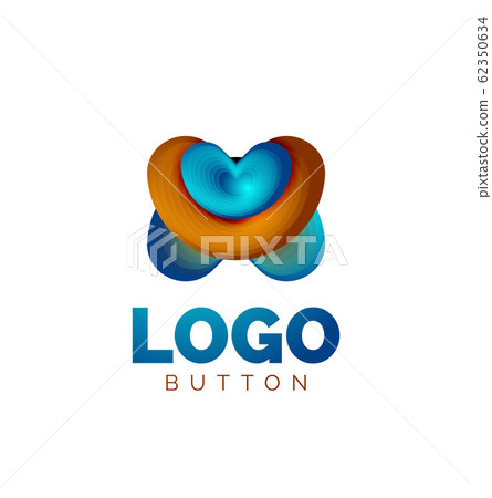Abstract round shape logo template. Minimal geometrical design, 3d geometric bold symbol in relief style with color blend steps effect. Vector Illustration 62350634