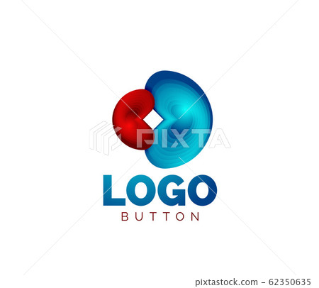 Abstract round shape logo template. Minimal geometrical design, 3d geometric bold symbol in relief style with color blend steps effect. Vector Illustration Abstract round shape logo template. Minimal geometrical design, 3d geometric bold symbol in relief style with color blend steps effect. Vector Illustration 62350635