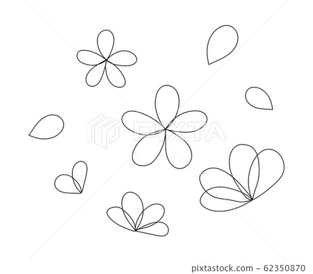 Illustration of simple and delicate flower line / material / black and white 62350870