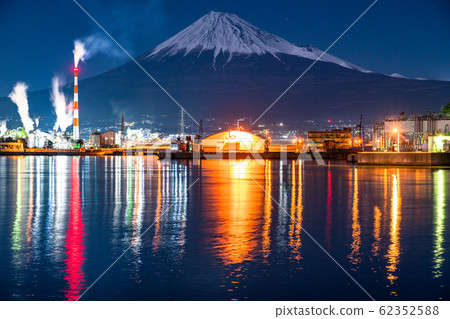 靜岡縣 從富士山眺望富士山的夜景 照片素材 圖片 圖庫