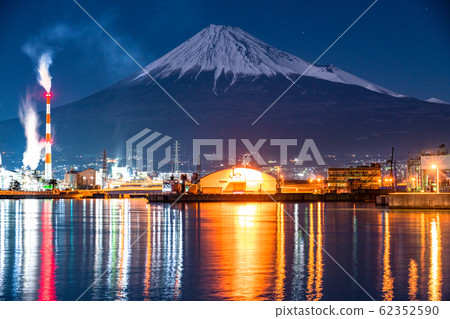 靜岡縣 從富士山眺望富士山的夜景 照片素材 圖片 圖庫