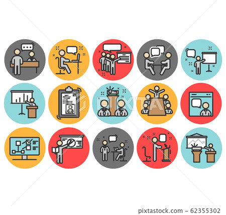 Business presentation line icons.  62355302