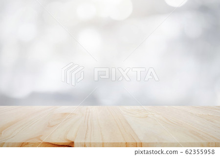Empty wooden table for present product on white 62355958