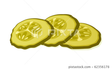 Pickled cucumber slice isolated on white 62356178
