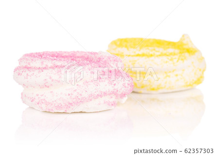 Sweet pastel meringue isolated on white 62357303
