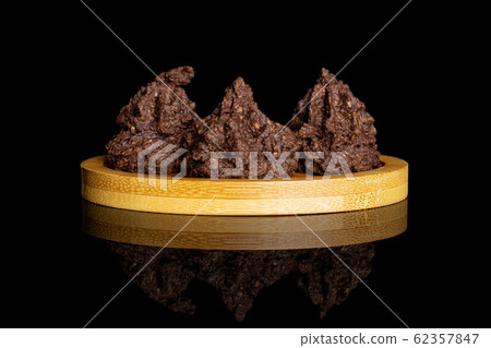 Coconut cocoa biscuit isolated on black glass 62357847