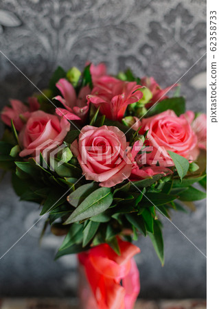 Beautiful wedding bouquet of fresh fresh flowers. 62358733